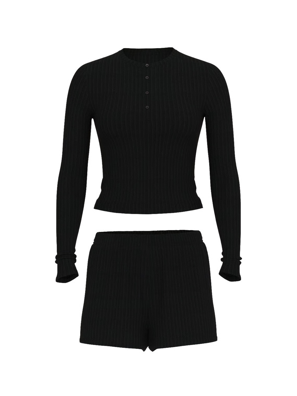 Long-Sleeve Ribbed Pajama Set - Picture 3 of 5